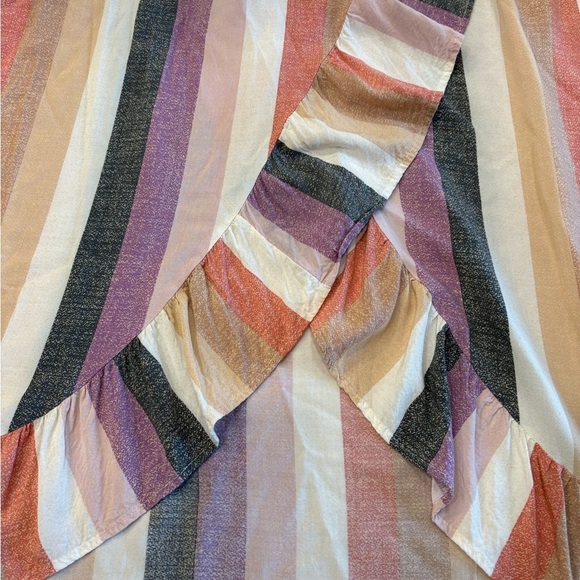 Forever 21 High Low Skirt Large Long Striped Ruffle Boho Cottagecore - Picture 4 of 11